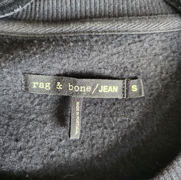 Rag & Bone S short sleeve sweatshirt with leather details, black - Picture 5 of 9